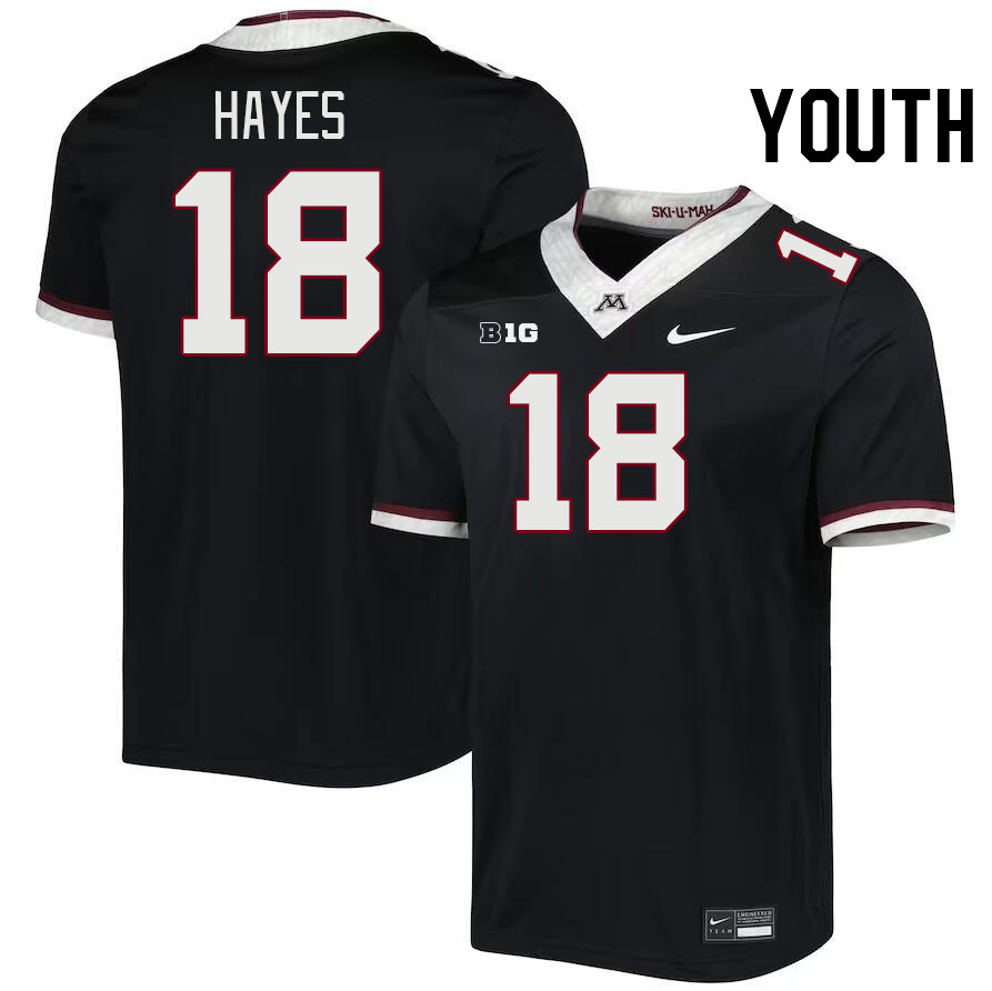 Youth #18 Donielle Hayes Minnesota Golden Gophers College Football Jerseys Stitched-Black